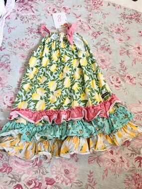 Matilda Jane Lemon Print Ruffle Sundress - Yellow, Green, Pink, Aqua